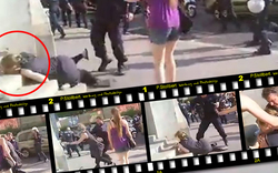 Video: Polizist stößt Frau nieder 